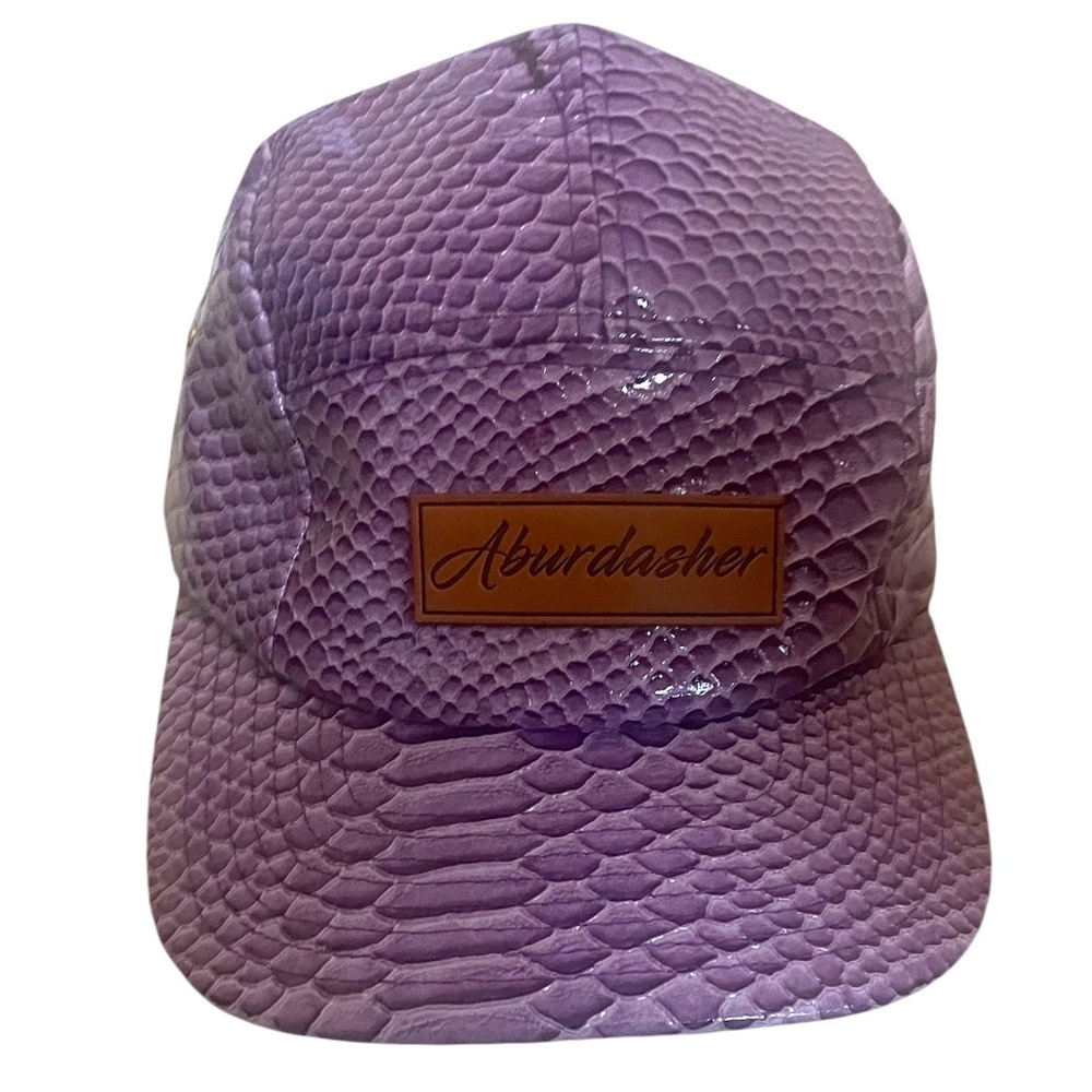 NWOT Aburdasher 5 Panel Leather Snakeskin‎ Strap-back Snapback Purple Cap NWOT